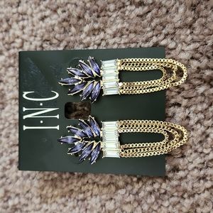 INC International Concepts Gold-Tone Stone & Looped Chain Statement Earrings